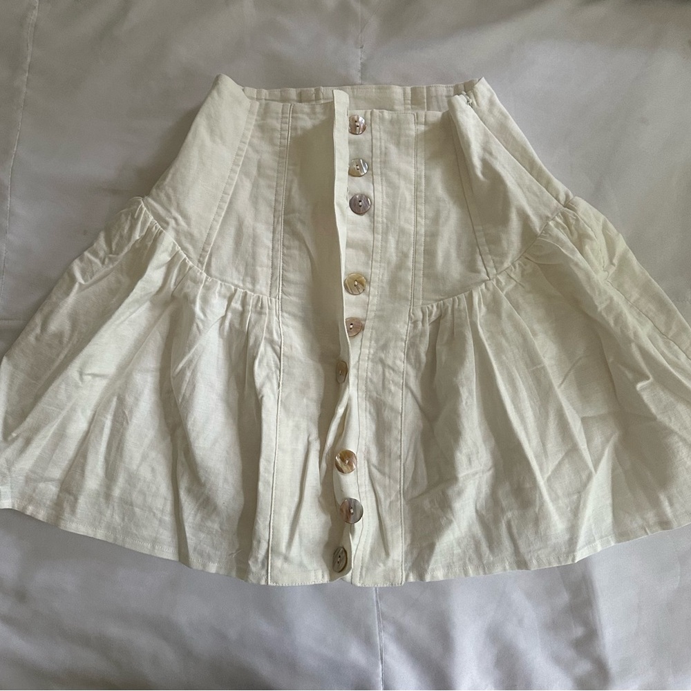 Sabo Skirt Cream Button Mini Skirt